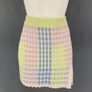 LOVE SHACK FANCY Size XS White & Multi-Color Nylon Blend Plaid A-Line Mini Skirt
